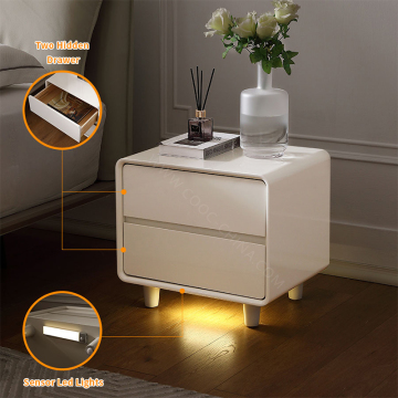 Reducere la vrac Noptiera moderna inteligenta din MDF alb Noptiera Smart LED