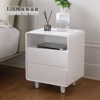 Modern Hotel Bedroom Smart Bedside Table White Nightstand with Led light Smart Night Stand