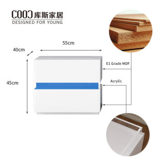 Modern White Led Night Stand with Wireless Charger Bed Side Smart Nightstand Bedside Table for Bedroom