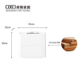 Modern Minimalist Led Black Bedside Table Wooden Smart Nightstand with Charging Station