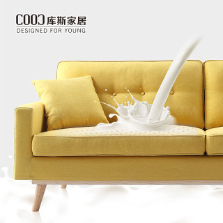 Modern European Nordic Style Living Room Linen Fabric Small 2 Seater Love Seat Sofa For Apartment