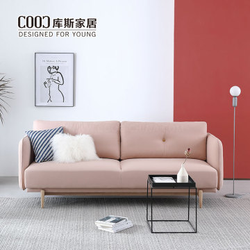 3-Sitzer-Couch im nordischen Stil mit Massivholzfüßen, Stoffsofa-Set, Wohnzimmermöbel