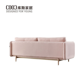 Nordic Style 3 Seater Couch With Solid Wood Feet Fabric Sofa Set Living Room Furniture