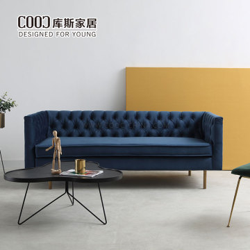 Moderne 3-Sitzer-Sofagarnitur, Samt-Chesterfield-Sofa, Wohnzimmermöbel