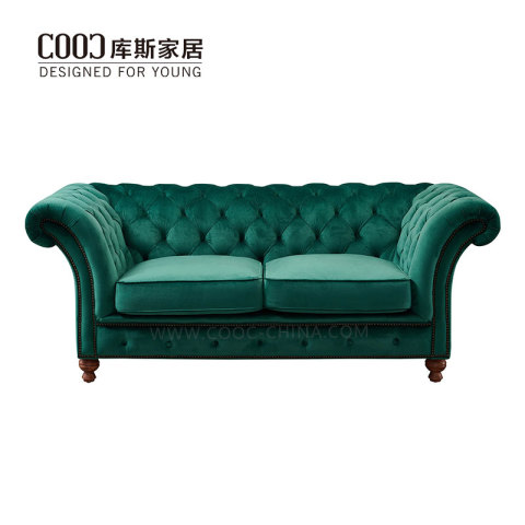 定製家具經典設計師 2 座天鵝絨酒店切斯特菲爾德豪華布藝沙發