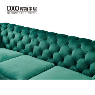 Custom Furniture Classic Designer 2 Seater Velvet Hotel Chesterfield Luxury Fabric Sofa