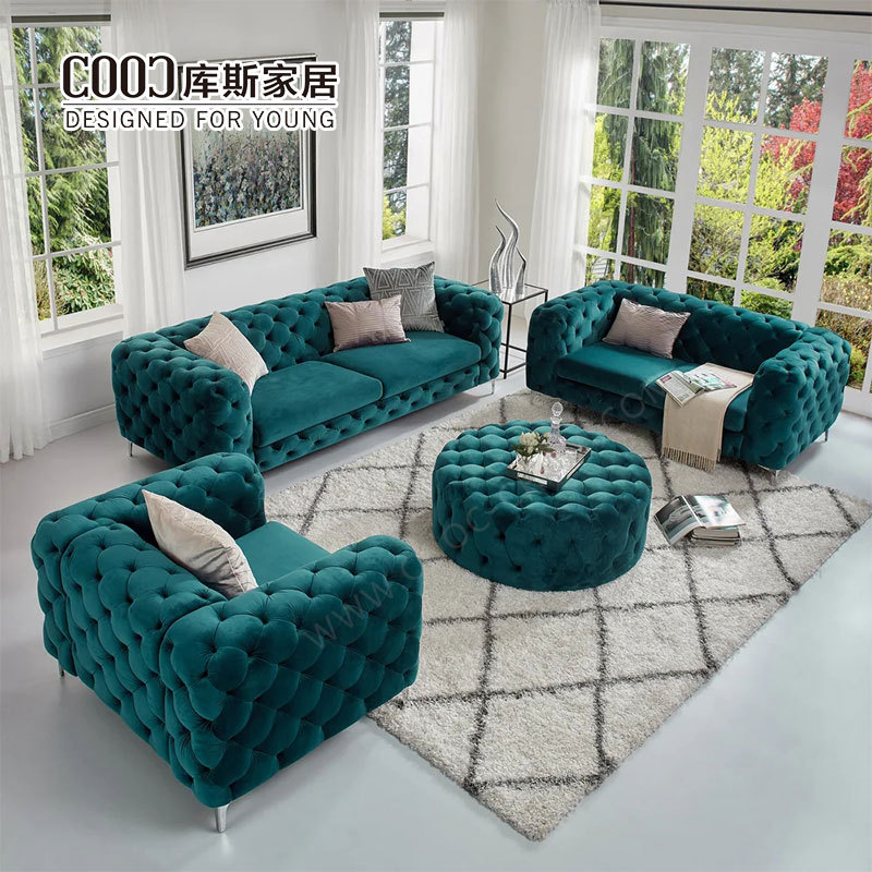 Supply Wholesale Green Velvet Chesterfield Sofa Modern Luxury