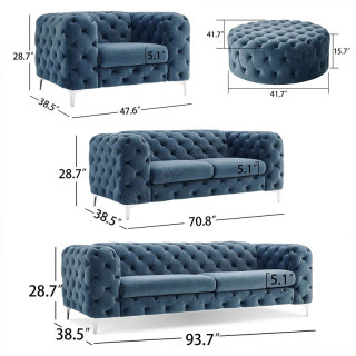 Wholesale Green Velvet Chesterfield Sofa Modern Luxury Fabric Couch Home Sofa Set Living Room Furniture