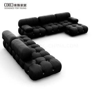 Kualitas Tinggi Kulit Murni L Bentuk Sectional Sofa Set Perabotan Modern Sofa Ruang Tamu untuk Rumah Mewah