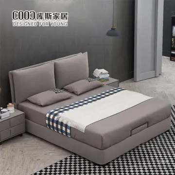 Marco de cama Queen de tela de cuero moderno con juego de muebles de dormitorio con función de caja de almacenamiento