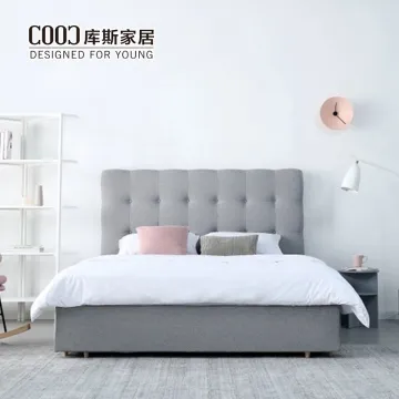 Cama de almacenamiento elevadora King Queen Size Cama doble tapizada en cuero de tela de tamaño completo