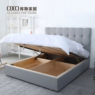 Lift Storage Bed King Queen Size Full Size Fabric Leather Upholstered Double Bed