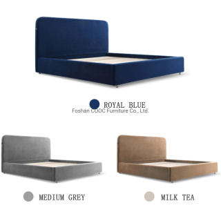 Modern Popular Bedroom Furniture Fabric Velvet King Size Bed Double Bed Frame with Storage