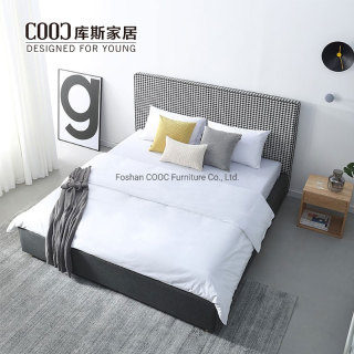 Modern Houndstooth Style Design Headboard Fabric Luxury Hotel King Size Double Bed Furniture