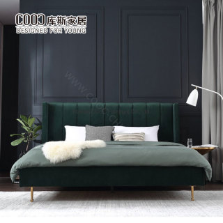 Luxury Velvet Upholstered Bed Frame Vertical Channel Tufted Headboard Double Storage Bed