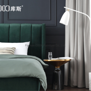 Luxury Velvet Upholstered Bed Frame Vertical Channel Tufted Headboard Double Storage Bed