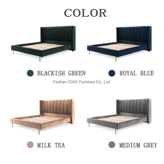 Luxury Velvet Upholstered Bed Frame Vertical Channel Tufted Headboard Double Storage Bed