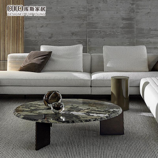 Stainless Steel Natural Marble Design Tea Table Metal Sintered Stone Luxury Modern Round Coffee Table Set