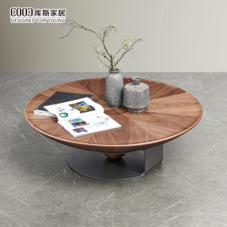 2023 Hotel Living Room Wooden Tea Table MDF Modern Walnut Round Wood Coffee Tables