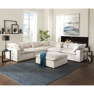 Modernong Luxury White Down Feather Cloud Sofa Bed U Shape Modular Cloud Couch Sectional Sofa