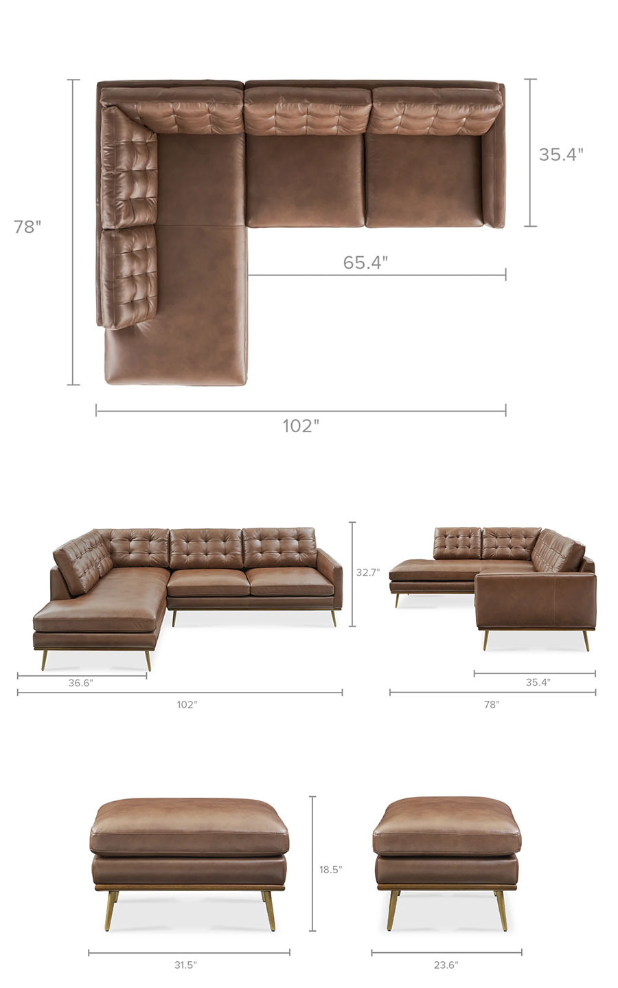 L Shape Sofa Genuine Leather