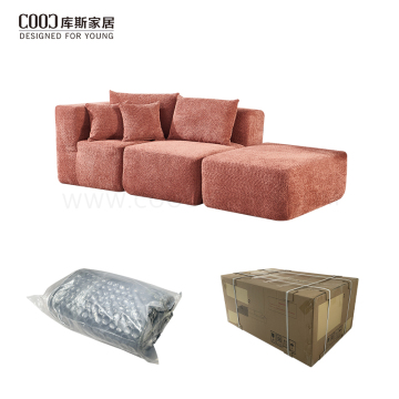 Moderne Wohnzimmermöbel, Samtstoffboden, Sofagarnitur, vakuumverpackt, komprimiertes Chaiselongue-Sofa für zu Hause