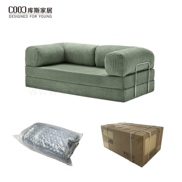 Sofa im Karton, komprimiert, vakuumversiegelt, verpackt, umwandelbarer Teddy-Schlafsofa aus Schwammstoff, modernes Teddy-Sofa