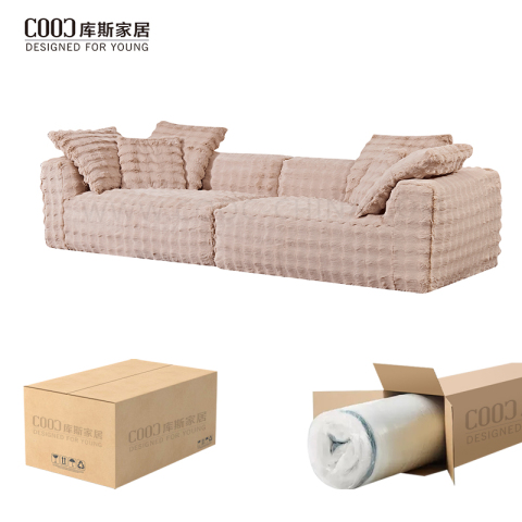 Bán buôn chất lượng cao lông thỏ giả hút chân không đồ nội thất ghế sofa hiện đại 3 chỗ ngồi bộ ghế sofa nén bọt
