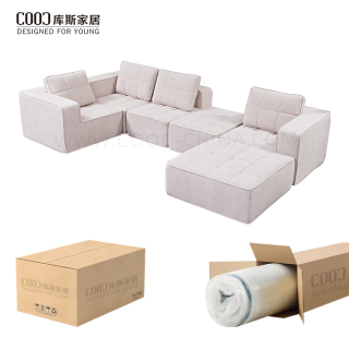 High Quality Modern Vacuum Sealed Pack Couch Modular Sectional Full Sponge Compressed Frameless Living Room Sofa Set Furniture