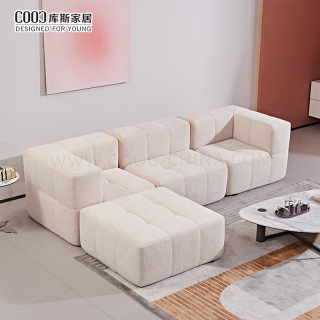 現代設計真空包裝壓縮泡棉組合沙發套家具客廳落地沙發附腳凳