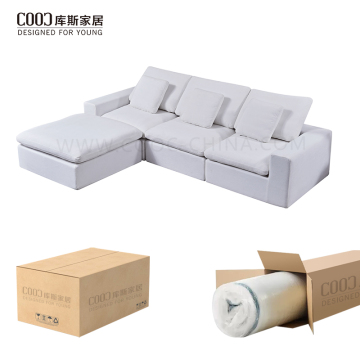 Nhà máy Phật Sơn, ghế sofa góc chữ L dạng mô-đun không khung, đệm mút dày, kiểu dáng sofa mây nén, kèm đôn.