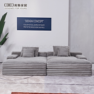 High Quality Modern Vacuum Sealed Packed Foam Living Room Furniture 3 Seater Plush Corduroy Sectional Couch Compressed Sofa