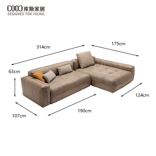 Modern Corner l Shape Boneless Vacuum Pack Frameless Foam Sponge Tufted Leather Living Room Couch Sectional Compressed Sofa