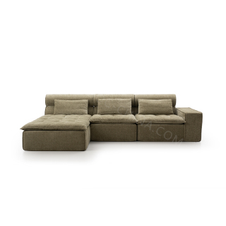 Set Sofa Sudut Seksi Berbentuk L Tanpa Rangka dengan Bahan Kain Mewah untuk Ruang Tamu, Sofa Kompresi Vakum