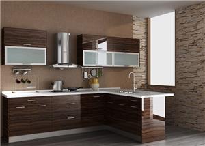 UV Brown Contemporary High Gloss All Wood Kitchen Cabinet