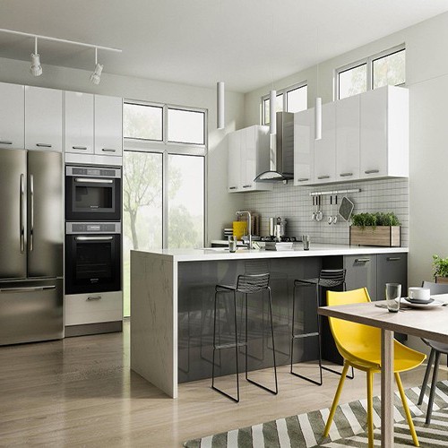 Glossy White Stylish Contemporary All Wood Kitchen Cabinet