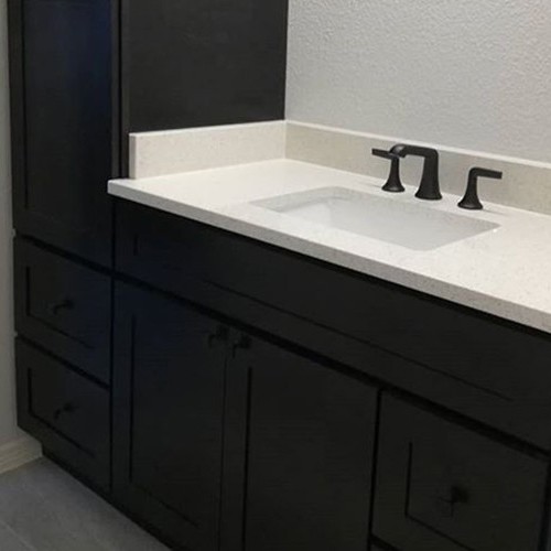 Charcoal Black Simple Bathroom Natural Wood Vanity Cabinet