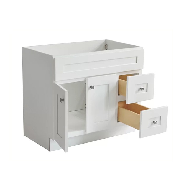 Hillcrest White All Wood Bathroom Contemporary Vanity Cabinet