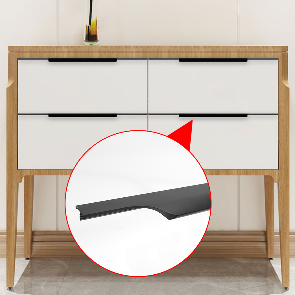 Cabinet Handles Hidden Pull Black Handle Kitchen Aluminum Edge Furniture Pull Handle Aluminium Continuous Edge Handle