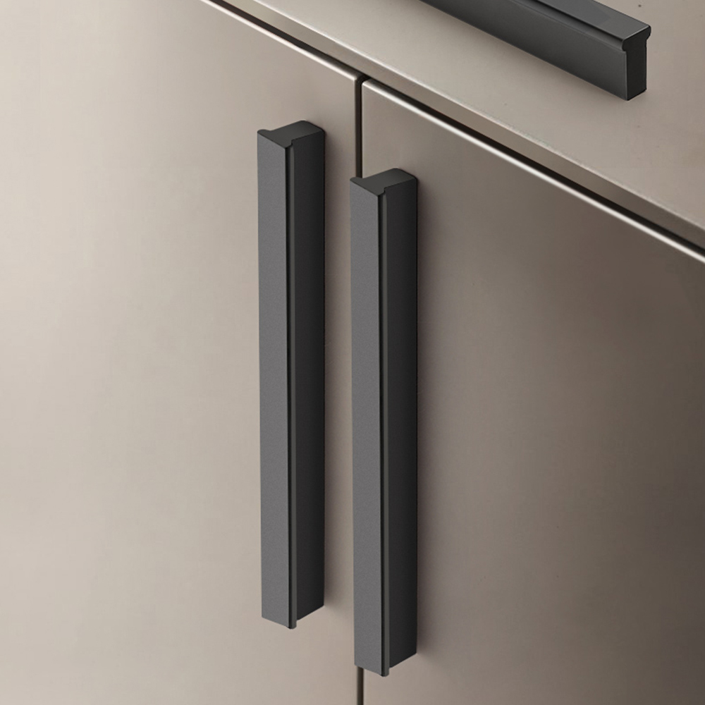 Kitchen Handles Door Cabinet Handle Black Aluminium Furniture Handle Kitchen Cabinet Door Handle Handles