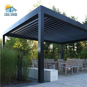 Outdoor Shade Bioclimatic Motorized Waterproof Pergola Canopy System Kits Waterproof Kits Aluminum Pergola Motorized Louver Roof