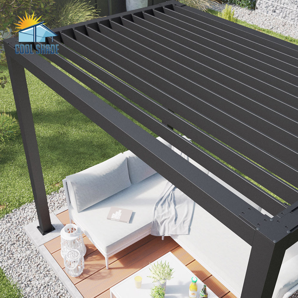 Cheap Outdoor Pergola Aluminum Waterproof Louver Roof System Kits Outdoor Gazebo Garden Bioclimatic Aluminium Pergola