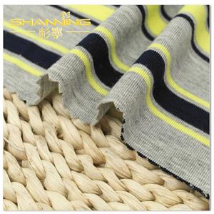 Commerce de gros de rayonne élasthanne teints en fil de tissu de jersey tricoté à rayures