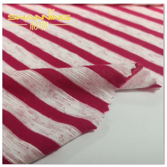 Slub Polyester Rayon Yarn Dyed Auto Stripe Knit Jersey Fabric