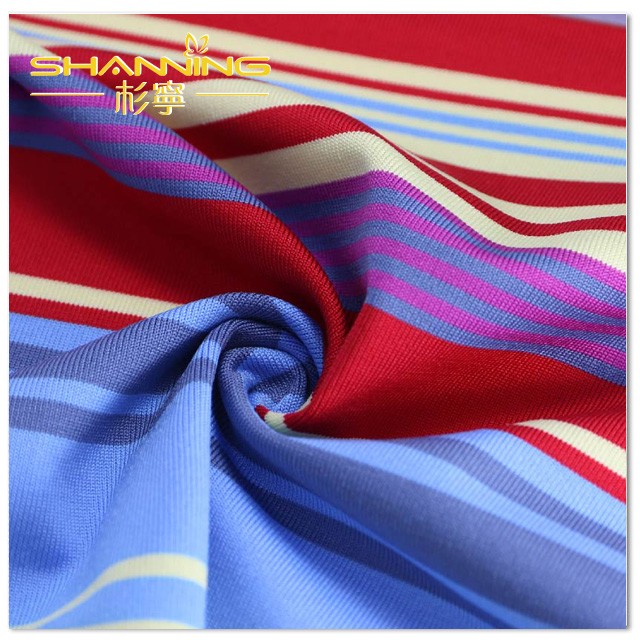 92% Polyester 8% Elastane Auto Stripe Yarn Dye Knit Jersey Fabric