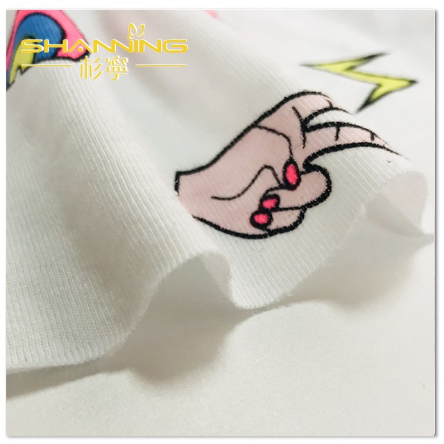 Matériel de tissu de jersey imprimé par main de colorant de coton de polyester pour le marché britannique