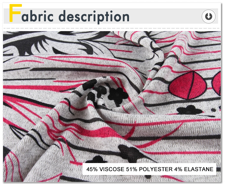 Supply Polyester Viscose Elastane Knitted Pigment All Over Print
