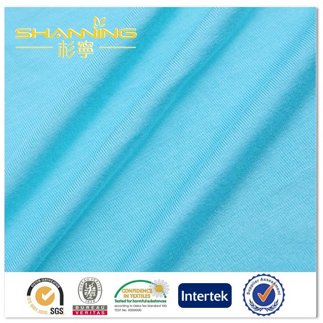 95 % Material de bambú 5 % Spandex tejido de punto de tela teñida de un solo jersey