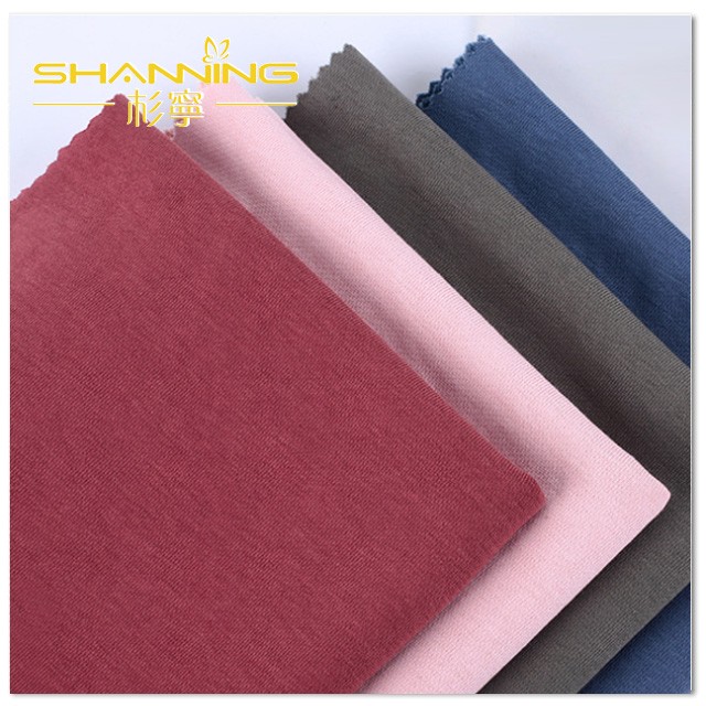 Material de algodón de bambú suave Spandex tela de jersey de color teñido llano