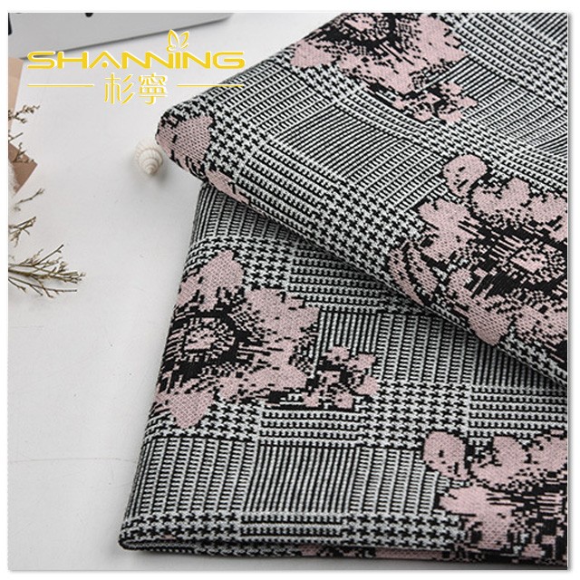 Cvc 50% Cotton 50% Polyester Blend Floral Design Jacquard Knit Textile Fabric